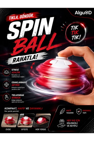 ALGU 3D Design Bas Döndür Spinball & Stres Topu, Odaklanma ve Eğlence Oyuncağ...