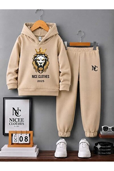 NC Nicee Clothes SET TRENING COPII UNISEX (IMPRIMAT CU LEU CU COROANĂ, DE IARNĂ)