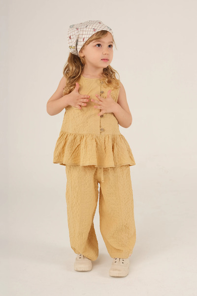 Mioma Kids Buttoned Front Ruffled Blouse Pastel Yellow