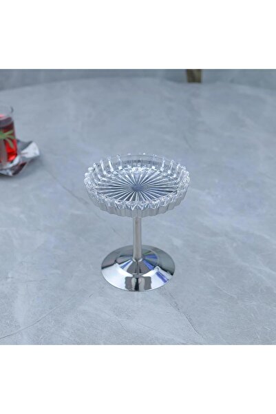Al Hadaya Mall Serving Dish with Stainless Steel Base and Glass Surface, Luxu...