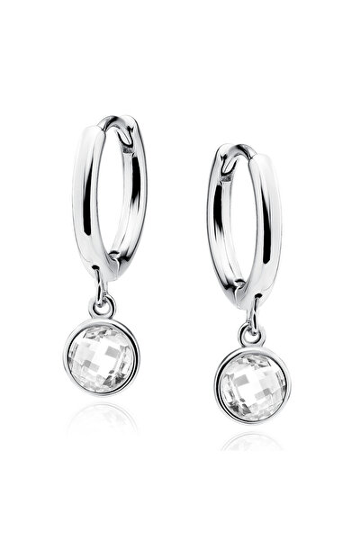 MANAVA Silver earrings with zircons - Crystal Drop