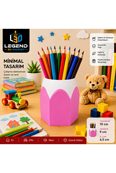 Legend 3D Market Kurşun Kalem Tasarımlı Renkli Masaüstü Düzenleyici 3D Baskı ...
