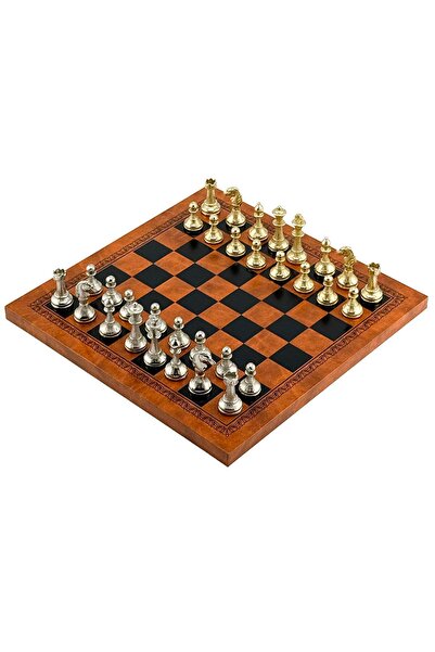 İTALFAMA Set de șah de lux Mignon Fiorito – (aur de 24k / argint 925 și piele...