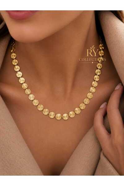 rycollections Parıltılı Yuvarlak Pullu Altın Kaplama Choker Kolye