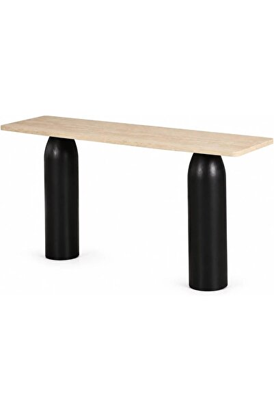 Al Hadaya Mall Beige Wooden Console Table with Modern Design - Beige and Blac...