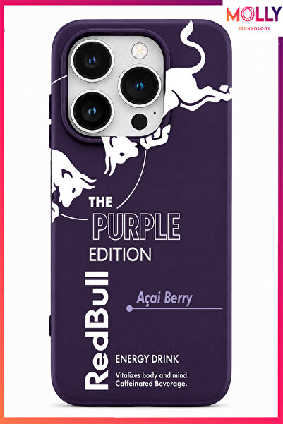 Molly iPhone 14 PRO İçin Derin Mor Redbull The Purple Edition Desenli İçi Kad...