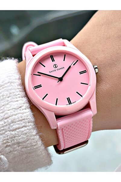DAVID GUNER Special Design Pink Color 3 Atm Miyota Movement Soft Touch Silico...