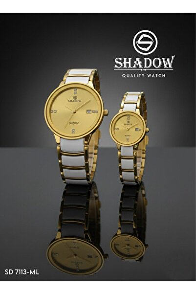SHADOW طقم ساعات يد تناظرية للزوجين - ساعات أنيقة متطابقة مع نافذة التاريخ وت...