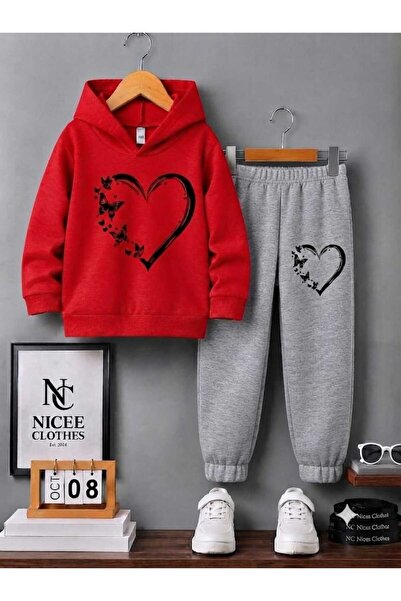 Generic Brand Children's Tracksuit Set Unisex (Black Butterfly Heart Winter P...