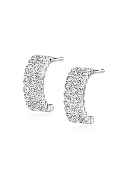 MANAVA Silver earrings with zircons - Dentelle