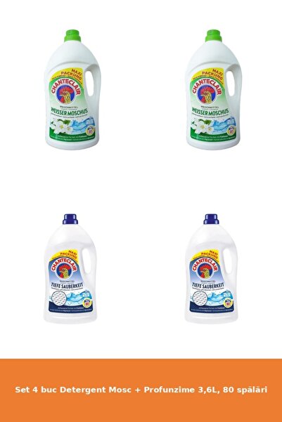 Chanteclair Set 4 Detergent 3,6L, 80 Spălări, 2xMosc, 2xProfunzime