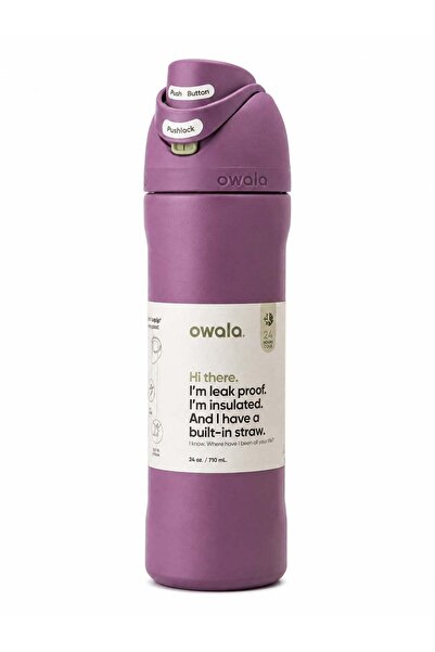 owala 24 oz Insulated Stainless Steel Water Bottle with Built-In Straw, Leak-...
