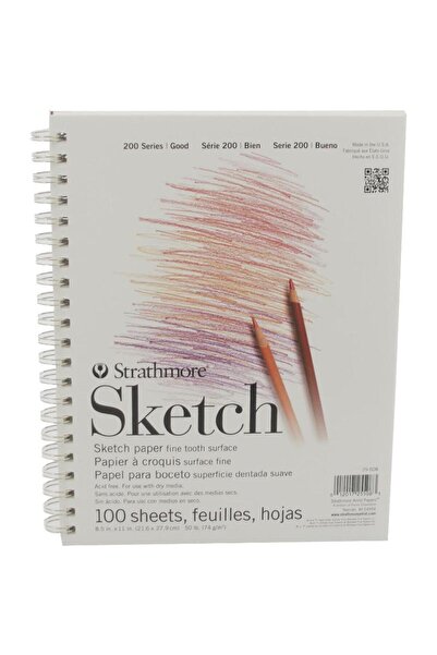 Strathmore Artist Pads Sketch Drawing Paper, Spiral, 74 gsm, White, Letter, 1...