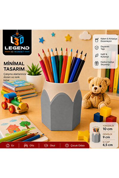Legend 3D Market Kurşun Kalem Tasarımlı Renkli Masaüstü Düzenleyici 3D Baskı ...