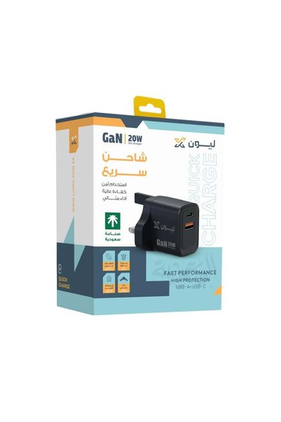 LionX شاحن جداري ليون اكس 20 واط PD+USB - تقنية GaN