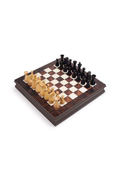 İTALFAMA Set de șah modern din lemn de salcâm + Tablă de șah din lemn 40x40 cm