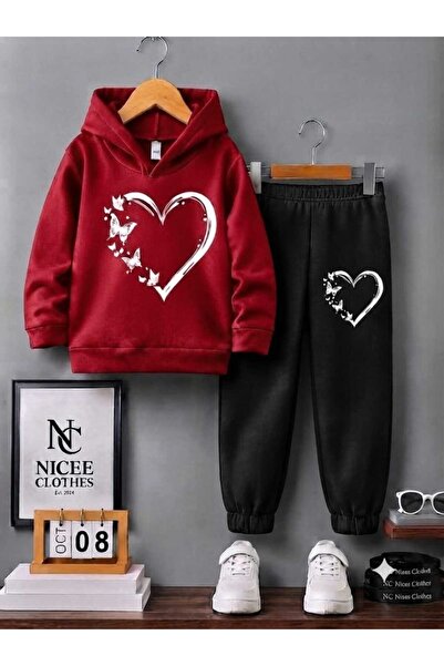 NC Nicee Clothes SET TRENING COPII UNISEX (IMPRIMAT CU INIMĂ FLUTĂRĂNĂ ALBĂ, ...