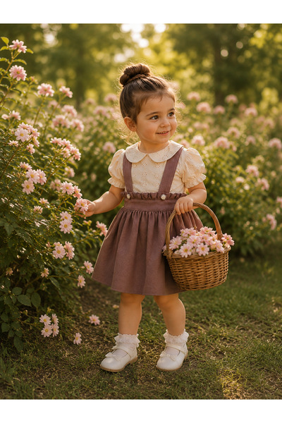 Elloria Kids ROSE DANTEL YAKA ELBİSE