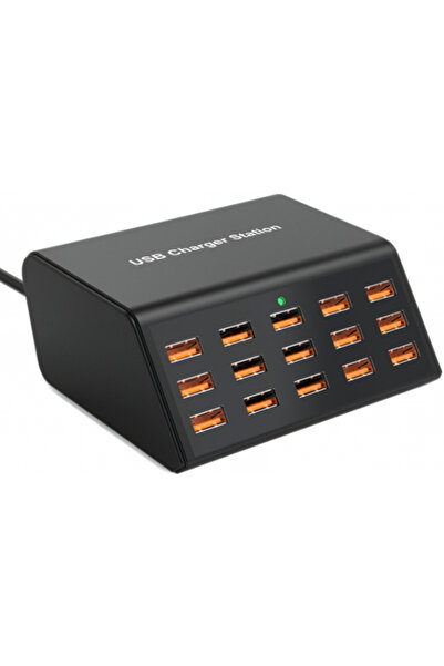 OEM Incarcator Statie HW15, 100W, 2A, 15 x USB-A, Negru