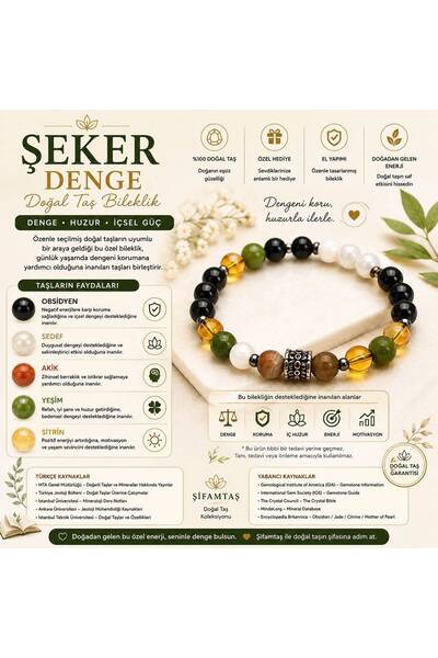 ŞİFAMTAŞ Şeker & Denge Doğal Taş Bileklik