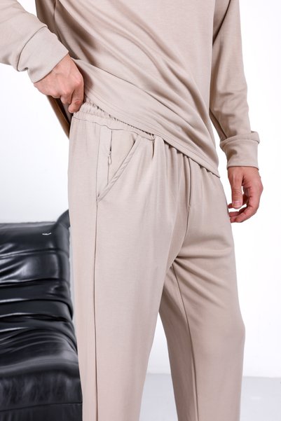 3MODA Men's relaxed fit polo collar cotton zippered hidden pocket set