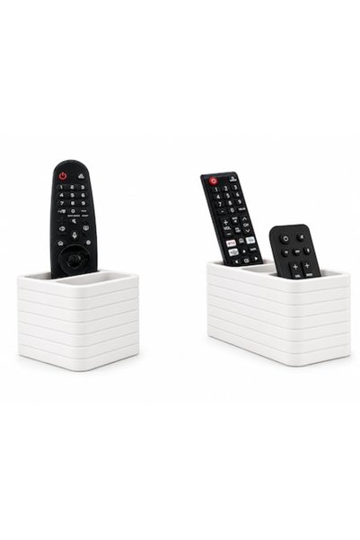OEM Organizator telecomenzi, 2 compartimente, design modern, Alb