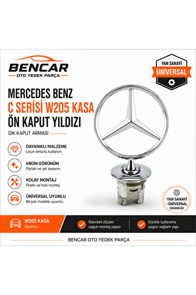 Universal Mercedes-Benz C Serisi W205 Kasa Ön Kaput Yıldızı Dik Arma