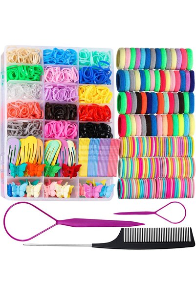 Teenitor Elastic Hair Bands 15 Colors, Colorful Baby Rubber Bands Set with Ha...