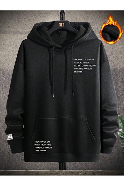 Mythologie Magical Things Thick Winter Sweatshirt - Black Printed Oversized H...