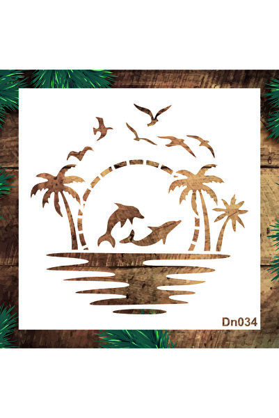 STENCİLTASARIM Stencil Tasarım DN034 Deniz Temalı Duvar, Ahşap,kumaş Boyama Şablonları, Desen Aktarma Kalıbı