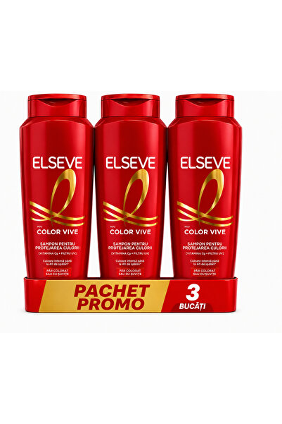 ELSEVE Color Vive Șampon pentru Păr Vopsit sau cu Șuvițe, Pachet Promo 3 Bucăți