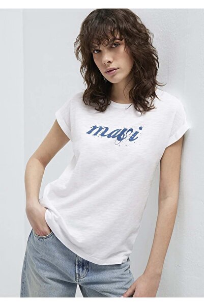 Mavi M166422 Logo Printed T-Shirt Women's T-Shirt White