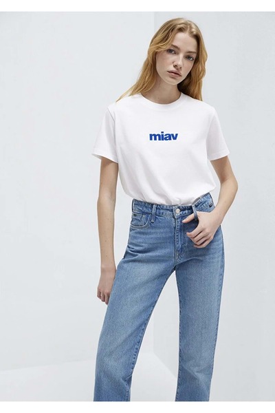 Mavi M1610622 Miav Printed T-Shirt Women's T-Shirt White