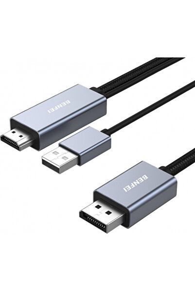 BENFEI Cablu Video Benfei, HDMI / USB-A - DisplayPort, 4K, 1.8m, Gri