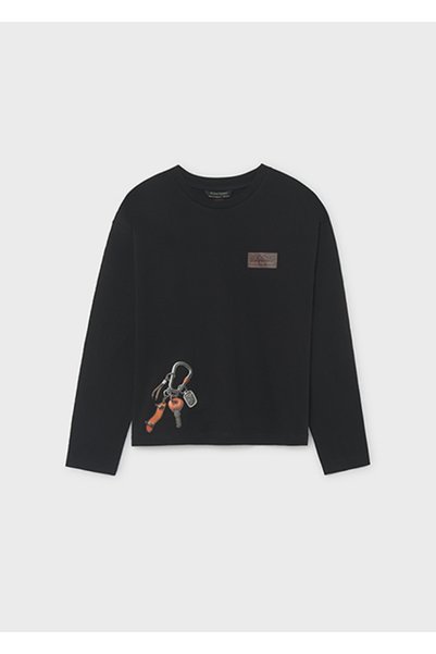 MAYORAL Black Boy's Long Sleeve T-Shirt 7042