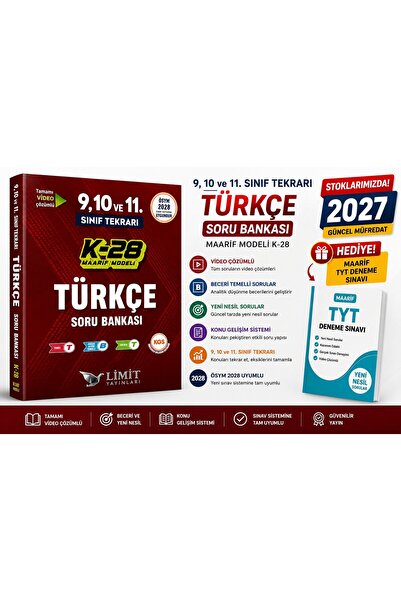 Limit Yayınları 2028 MAARİF TYT TÜRKÇE SORU BANKASI-TYT MAARİF DENEME HEDİYELİ!!