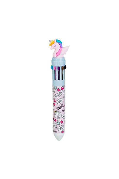 OEM Pix cu cerneală albastră, model unicorn, colorate, roz – scriere fină, pr...