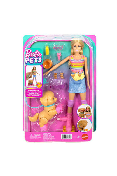 Barbie Pets Paten Macerası Bebek ve Sevimli Köpek Oyun Seti JMJ44