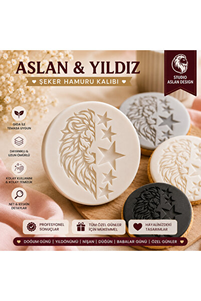 StudioAslanDesign Aslan ve Yıldız Şeker Hamuru Kalıbı | Aslan Figürlü Kurabiy...