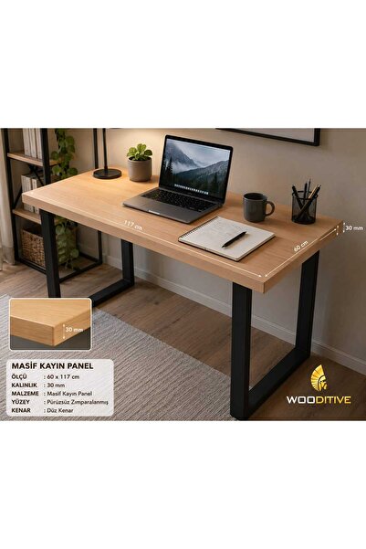 Masif Kayın Çalışma Masası 30 mm Kalınlık 60x117 cm