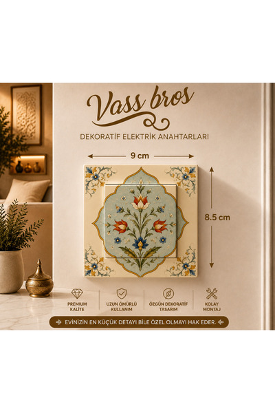 Vass Bros Dekoratif Elektrik Anahtarı - Şık Tasarım Işık Anahtarı - Duvar Anahtarı