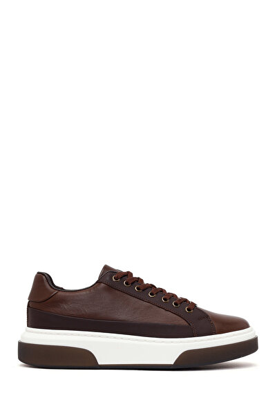 Derimod Men's Brown Lace-Up Thick-Soled Leather Sneaker Wm740005Dv