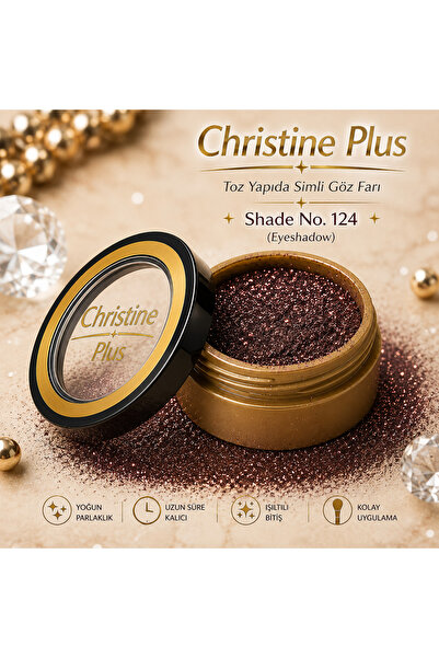 Christine Plus Intense Shimmer Glitter Eyeshadow in Powder Form – Dark Burgun...