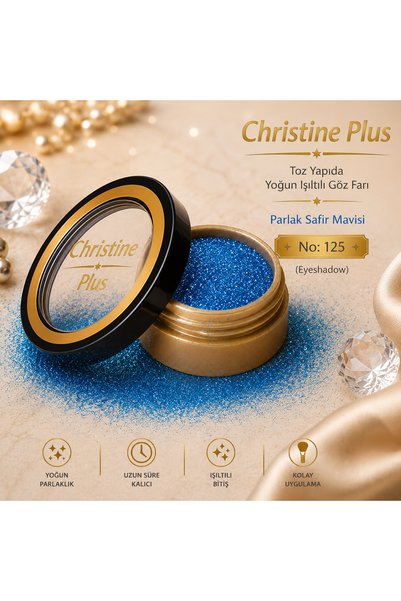 Christine Plus Dense Shimmering Glitter Eyeshadow in Powder Form – Shiny Sapphire Blue No:125 (Eyeshadow)
