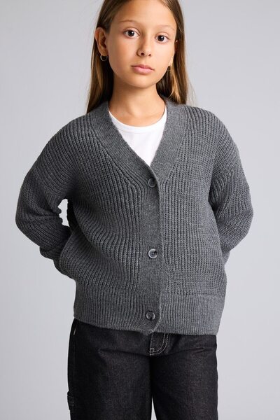 DeFacto Ribbed Knitwear Basic Cardigan for Girls H8383A826Au
