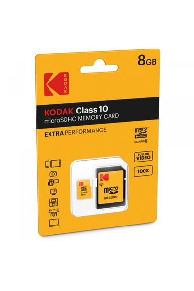 Kodak Card Memorie microSDHC Extra Performance, 8Gb, Clasa 10, Cu Adaptor EKM...