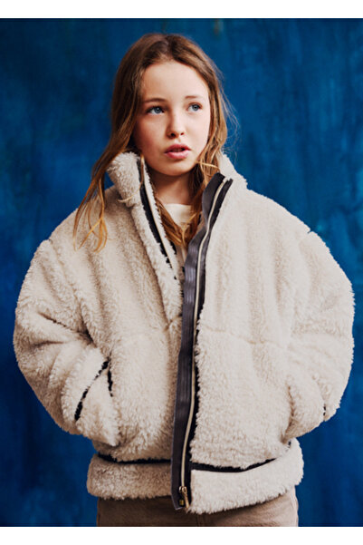 MAYORAL Beige Girls' Fur Coat 7441