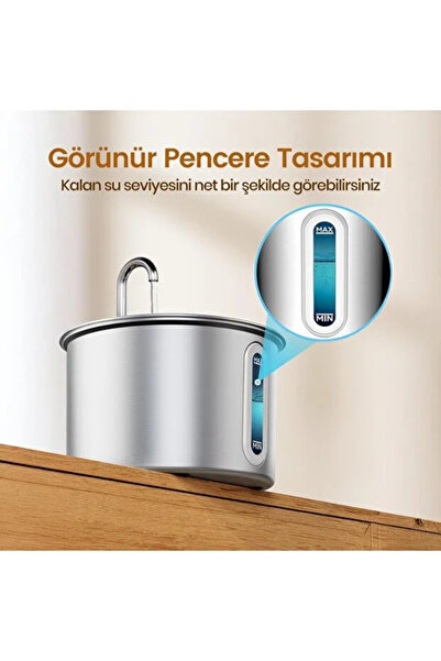 mikudesign Evcil Hayvan Su Pınarı - Paslanmaz Çelik - 2.2 Litre Kapasite