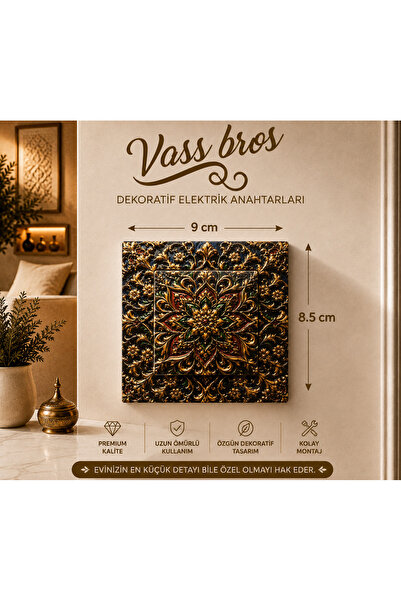 Vass Bros Dekoratif Elektrik Anahtarı - Şık Tasarım Işık Anahtarı - Duvar Anahtarı