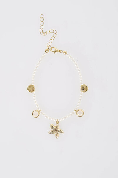 Kayra Pearl Stringed Anklet Gold